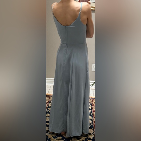 David's Bridal Cowl Neck Chiffon Dress with Slit – SIZE 0 - Picture 4 of 7